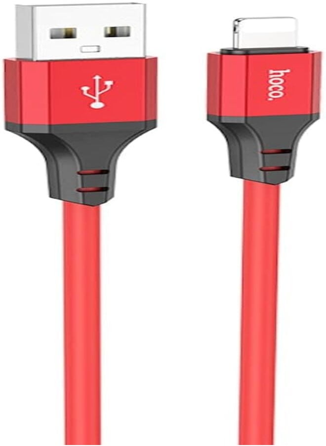 Hoco Hoco X86 - Spear Silicone Charging And Data Transmittion Cable (2.4A - 1M), USB-A To Lightning Plug, Compatible With Apple iPhone iPad Airpods - Red 