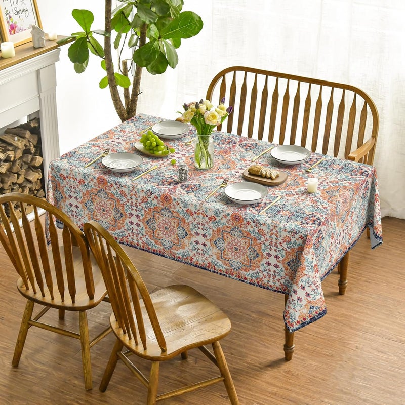 Boho Bohemia Style Rectangular Tablecloth 60脳84 Inch - Vintage Country Rustic Farmhouse Washable Table Cover - Image 2