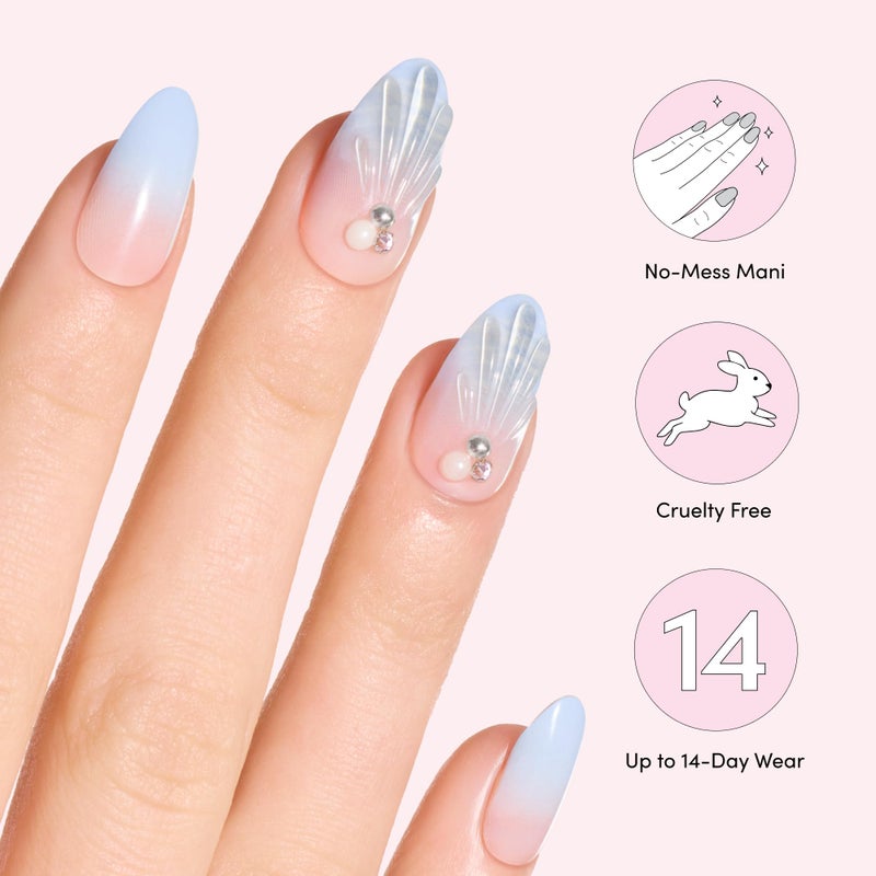 Dashing Diva Magic Press Nail Set - Shell We Kiss - Long Round Press On Nails - Long Lasting Gel - Lasts Up to 10 Days - Summer Gel Set - 4-Piece Manicure Kit with 30 Nails - Image 5
