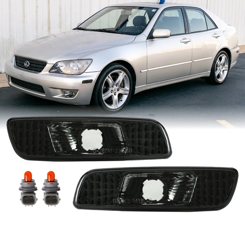 DEPO Smoke Lens Front Bumper Side Marker Light with Amber Bulbs Compatible with 20002005 Lexus IS200 IS300 and 19982005 Lexus GS300 GS400 GS430