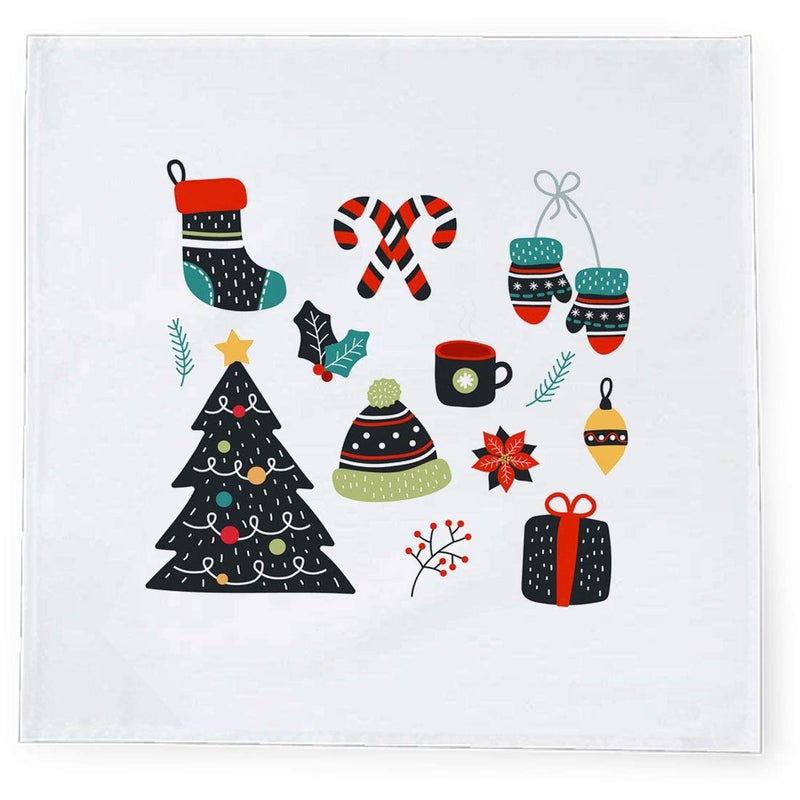 Khakee 6 Pcs Christmas Theme Tafta Silk Table Napkins 10x 10 for Xmas Decoration Christmas OrnamentsChristmas Gift npxmas208P - Image 2