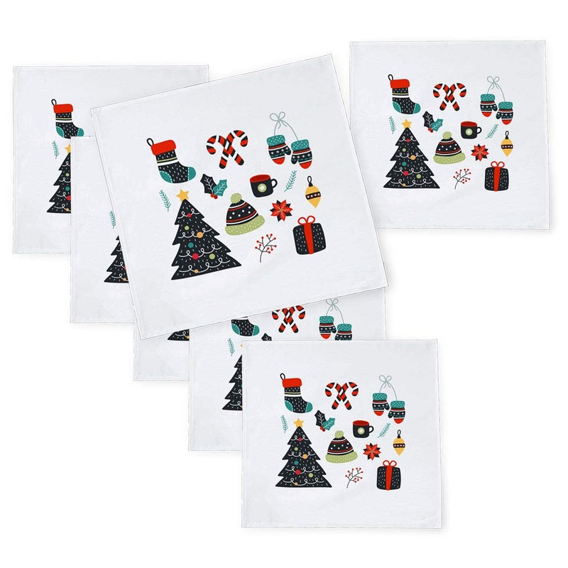 Khakee 6 Pcs Christmas Theme Tafta Silk Table Napkins 10x 10 for Xmas Decoration Christmas OrnamentsChristmas Gift npxmas208P - Image 1