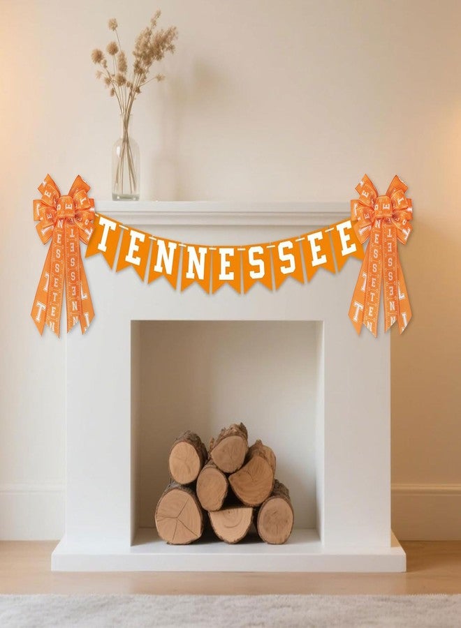 Glodecart Large Tennessee Bow for Tennessee Vols Wreath, Orange White Football Field Wreath Bow for UT Football Fans Front Door Outdoor Wall Tree Topper Decor Sports Party Supplies Hanging Ornament - Image 3