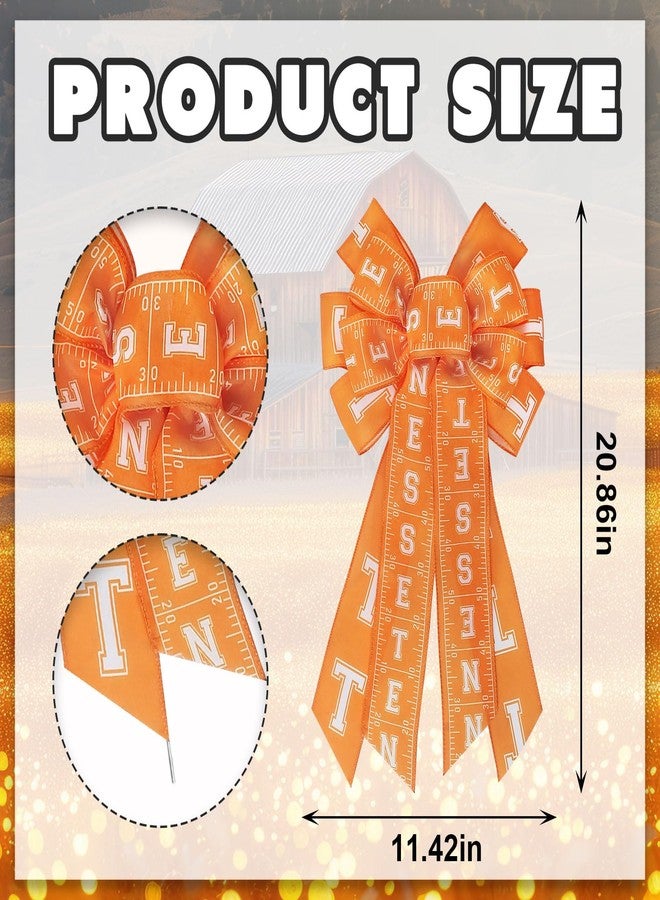 Glodecart Large Tennessee Bow for Tennessee Vols Wreath, Orange White Football Field Wreath Bow for UT Football Fans Front Door Outdoor Wall Tree Topper Decor Sports Party Supplies Hanging Ornament - Image 2