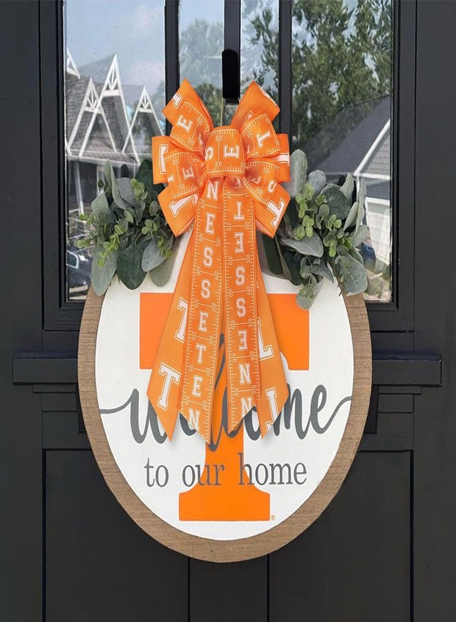 Glodecart Large Tennessee Bow for Tennessee Vols Wreath, Orange White Football Field Wreath Bow for UT Football Fans Front Door Outdoor Wall Tree Topper Decor Sports Party Supplies Hanging Ornament - Image 5