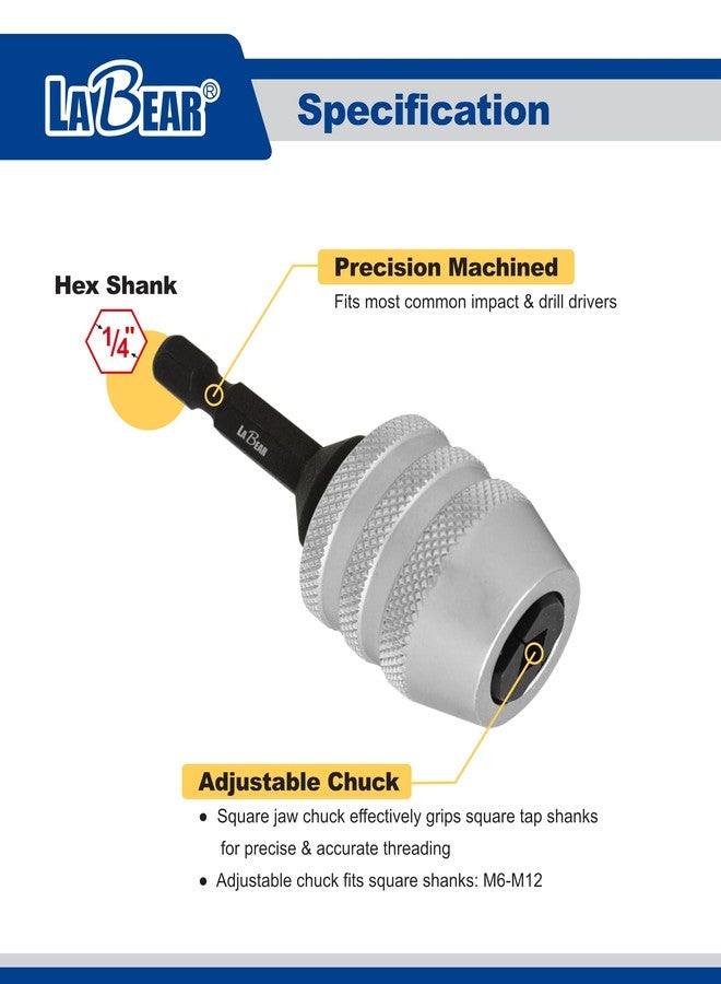 LABEAR Interchangeable Tap Chuck, Adjustable Tap Socket (6.35mm M3~M8) - Image 3