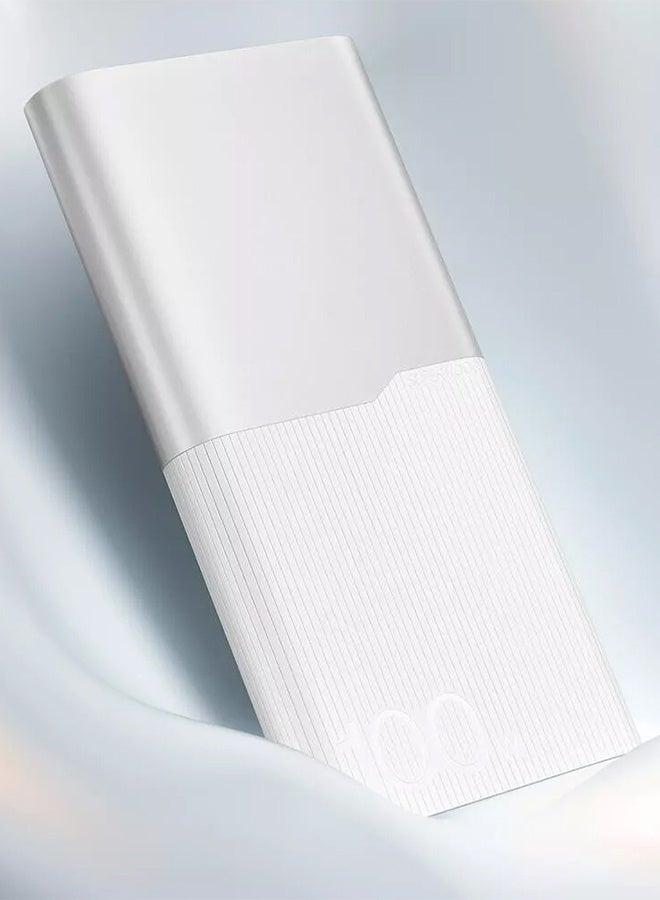 Fast Charging 12000 mAh Power bank With USB-C And USB-A Port Silver White - Image 4