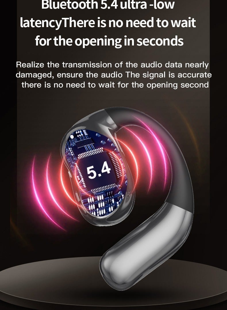 Liboer Wireless Earbuds Bluetooth 5.4 Headphones 68Hrs Comprehensive battery life Ear Buds IPX5 Waterproof Sports Earphones Wireless Charging Case Over-Ear Earhooks Headest-Silver-Grey+Black - Image 2