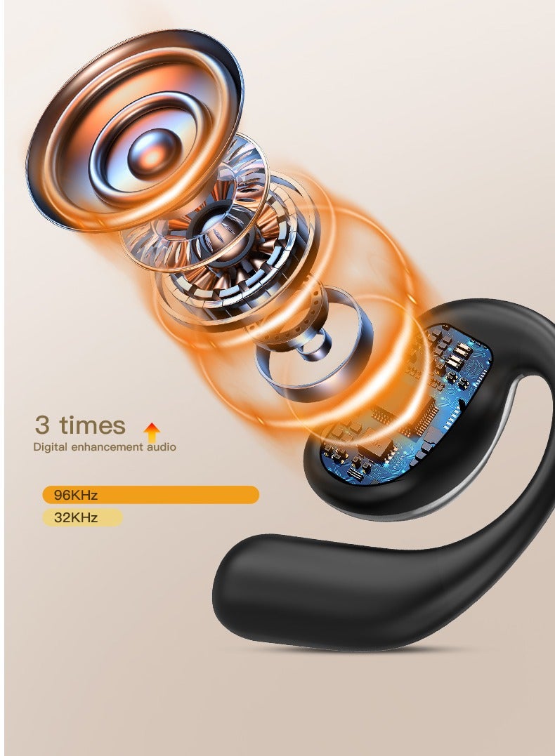 Liboer Wireless Earbuds Bluetooth 5.4 Headphones 68Hrs Comprehensive battery life Ear Buds IPX5 Waterproof Sports Earphones Wireless Charging Case Over-Ear Earhooks Headest-Silver-Grey+Black - Image 3