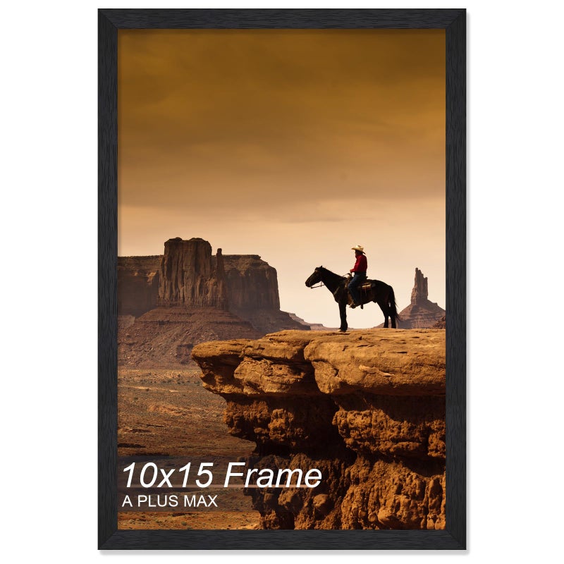 A PLUS MAX A PLUS MAX 10x15 Picture Frame  Black Engineered Wood Frame for 10 x 15 Inch Picture Poster Photo  Light Weight 10 by 15 Frame with Wood-grain for Wall - 1 Pack/Black/10 x15  - Image 1