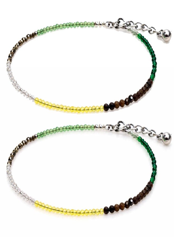 YiCan 1 - Pair Anklet Combo for Women - Trendy Dhan Yog, Rose Quartz, Evil Eye, triple protection Payal Set | Stylish Dailywear & Ethnic Anklets | Traditional Foot Jewelry for Girls & Ladies Anklet for Women, Single | Gifts for Women & Girls (Dhan Yog) - Image 1