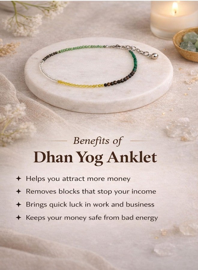 YiCan 1 - Pair Anklet Combo for Women - Trendy Dhan Yog, Rose Quartz, Evil Eye, triple protection Payal Set | Stylish Dailywear & Ethnic Anklets | Traditional Foot Jewelry for Girls & Ladies Anklet for Women, Single | Gifts for Women & Girls (Dhan Yog) - Image 3