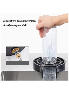 Arabest Glass-Rinser for Kitchen-Sink-Glass-Washer Cup-Washer for Sink-Cup-Rinser-Sink-Attachment - Cup-Cleaner-Sink-Bottle-Washer, Black  - Image 2