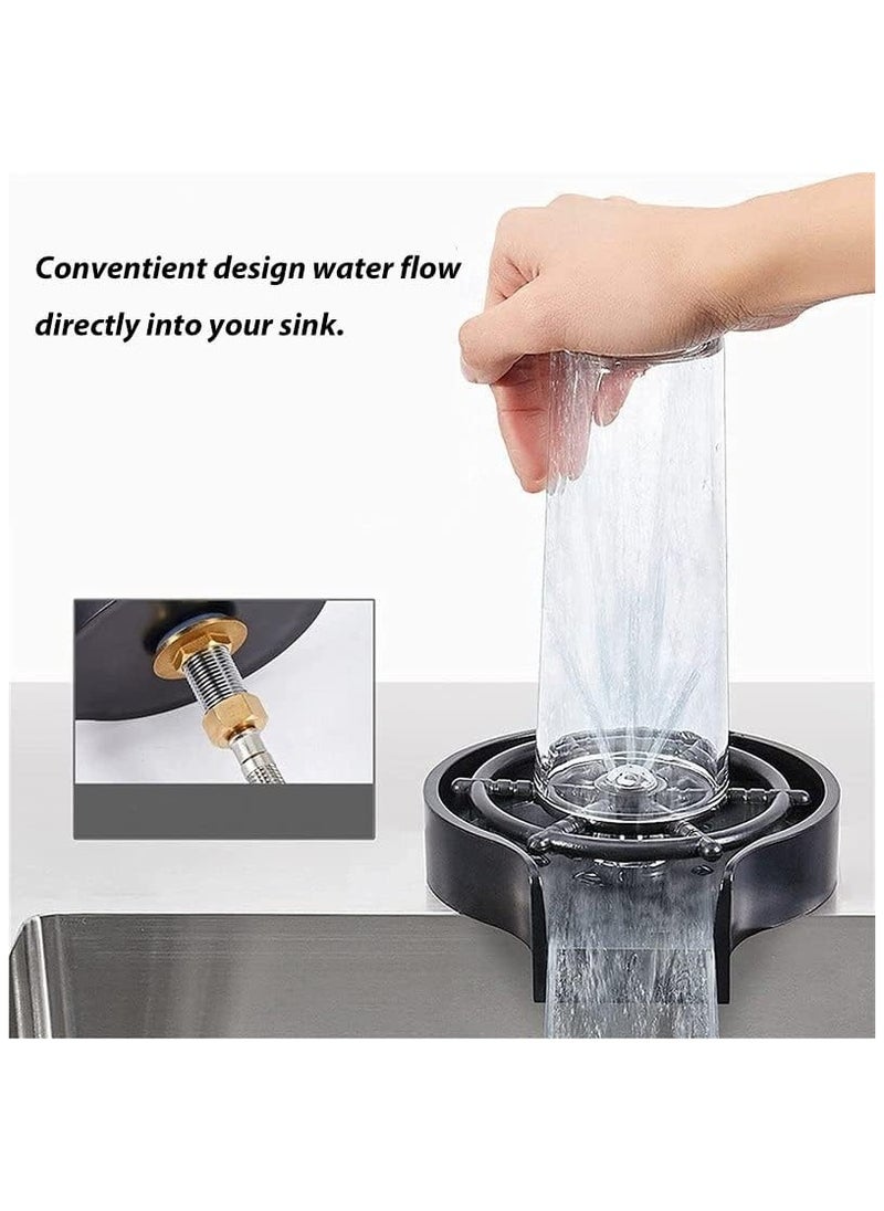 Arabest - Glass-Rinser for Kitchen-Sink-Glass-Washer Cup-Washer for Sink-Cup-Rinser-Sink-Attachment - Cup-Cleaner-Sink-Bottle-Washer, Black - Image 1