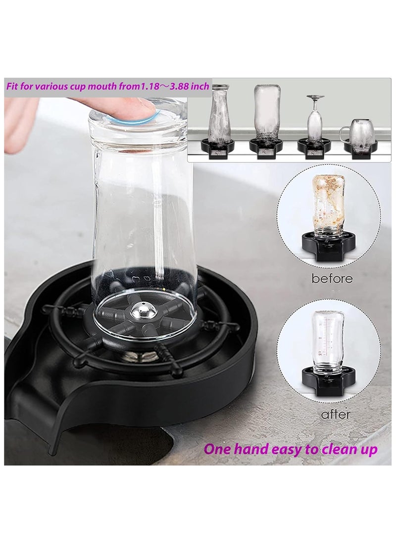 Arabest - Glass-Rinser for Kitchen-Sink-Glass-Washer Cup-Washer for Sink-Cup-Rinser-Sink-Attachment - Cup-Cleaner-Sink-Bottle-Washer, Black - Image 1