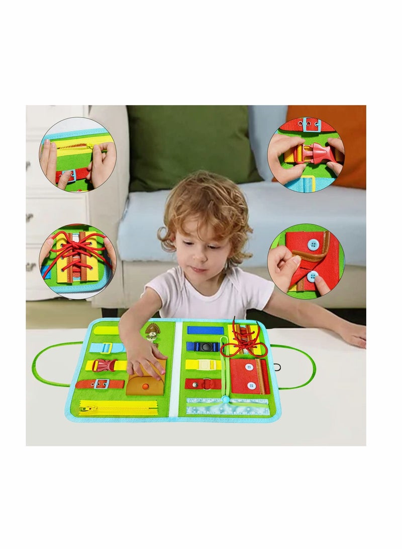 Busy Board for Toddlers, Toys for 1 2 3 4 Year Old Kids Sensory Toys for Autism with Alphabet Animals Preschool Basic Dress Skills Baby Busy Book Car Airplane Activities for Travel - Image 3