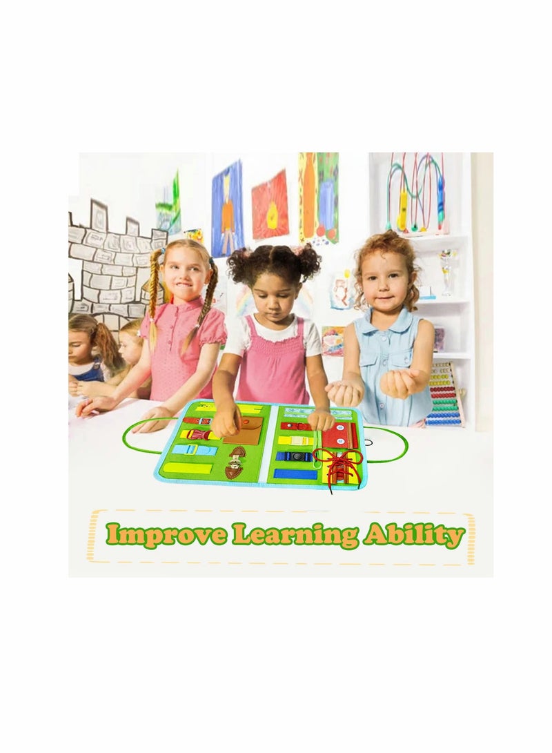 Busy Board for Toddlers, Toys for 1 2 3 4 Year Old Kids Sensory Toys for Autism with Alphabet Animals Preschool Basic Dress Skills Baby Busy Book Car Airplane Activities for Travel - Image 5