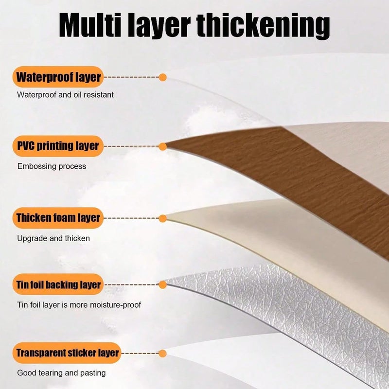 Chejiaye Luxury Thicken Wood Grain Peel and Stick Floor Tiles Self-Adhesive Vinyl Flooring Roll-DIY Easy for Wall and Floor,Hard Surface/Waterproof/Anti Slip (Gray Vinyl Flooring, 17.72 "W x 393.7" L) - Image 4