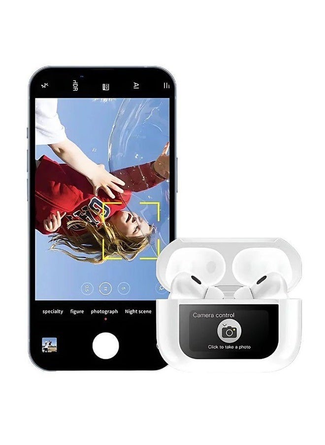 ANC - Multifunctional Airphone have a touch screen control and display. Compatible with all mobile phones and dual wireless systems. It has a noise cancellation feature with an application to control it. White color - Image 1