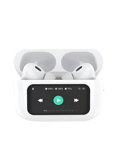 Multifunctional Airphone have a touch screen control and display. Compatible with all mobile phones and dual wireless systems. It has a noise cancellation feature with an application to control it. White color