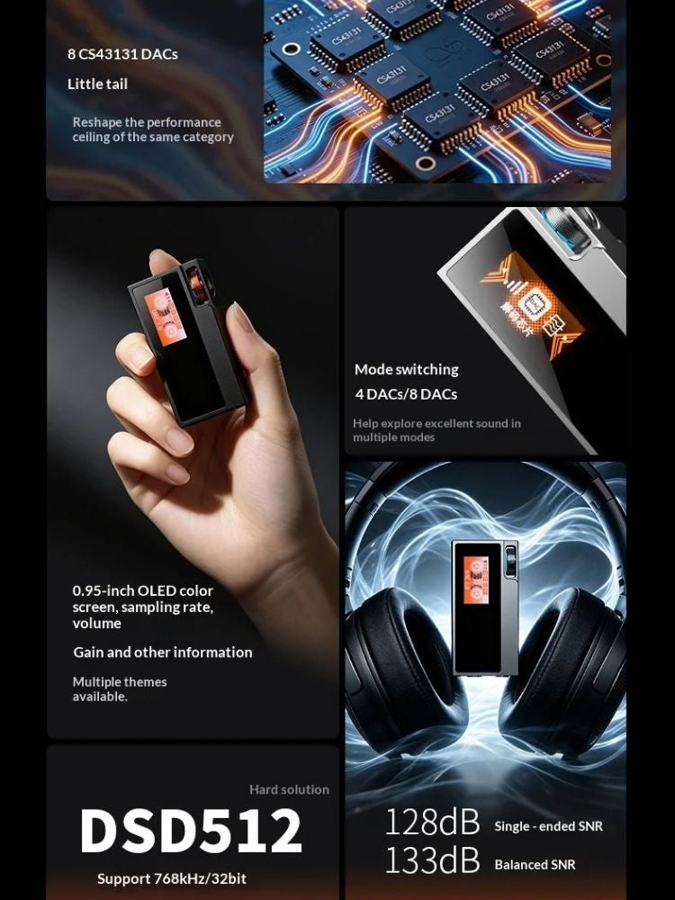 Shanling UA6 II Portable USB DAC Headphone Amplifier for Phone, 0.95-inch Oled HiFi 4.4mm Balanced Output - Image 4