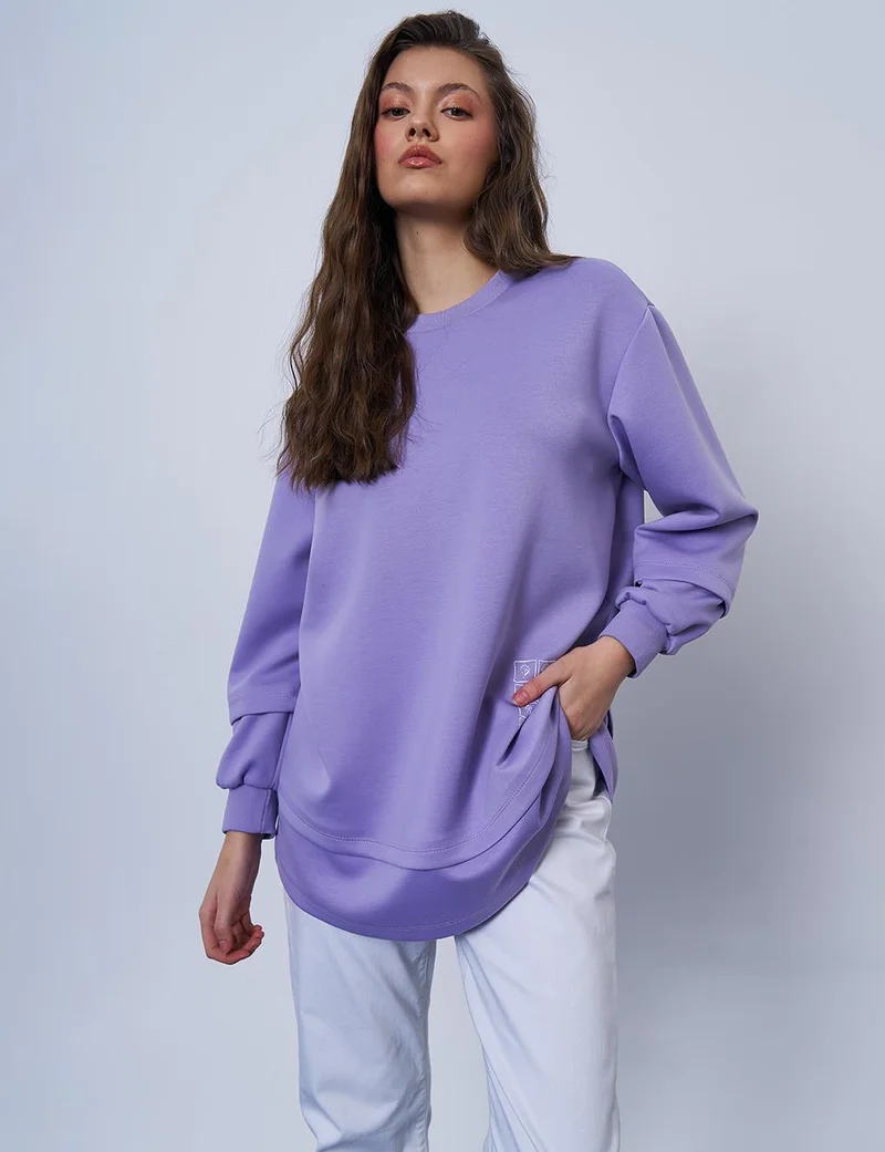 كايرا سويت شيرت سكوبا بطبعات باللون الليلكي