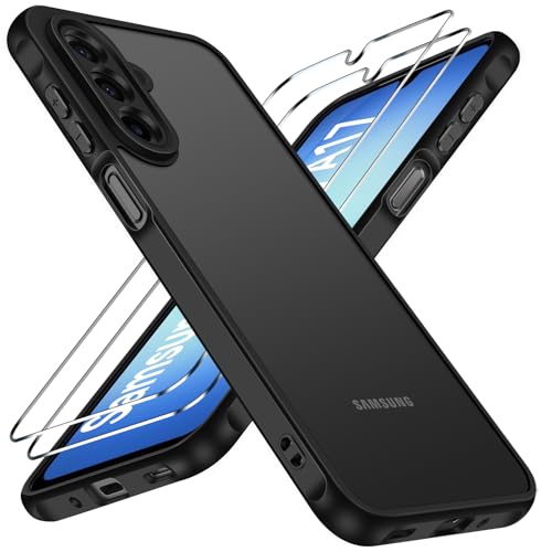 ivoler 3-in-1 Case for Samsung Galaxy A17 5G with 2 Pack Tempered Glass Screen Protector, [Military Grade Protection] Matte Thin Slim Phone Bumper Cover Hard Back [Anti-Scratch]- Black - Image 1