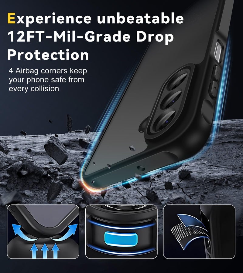 ivoler 3-in-1 Case for Samsung Galaxy A17 5G with 2 Pack Tempered Glass Screen Protector, [Military Grade Protection] Matte Thin Slim Phone Bumper Cover Hard Back [Anti-Scratch]- Black - Image 4