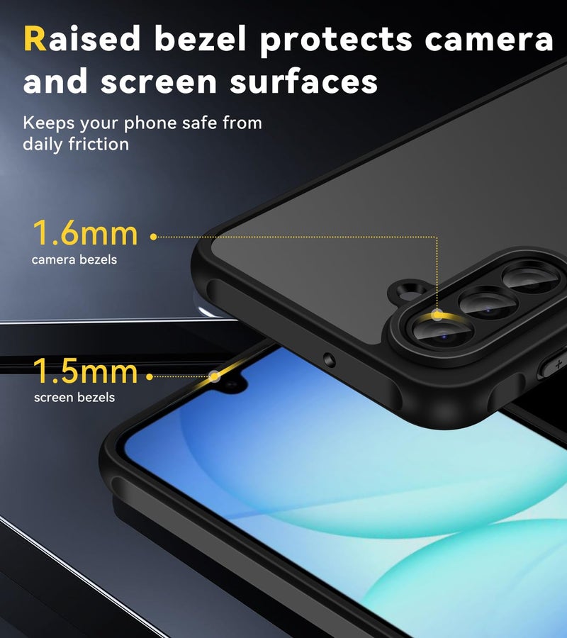 ivoler 3-in-1 Case for Samsung Galaxy A17 5G with 2 Pack Tempered Glass Screen Protector, [Military Grade Protection] Matte Thin Slim Phone Bumper Cover Hard Back [Anti-Scratch]- Black - Image 3