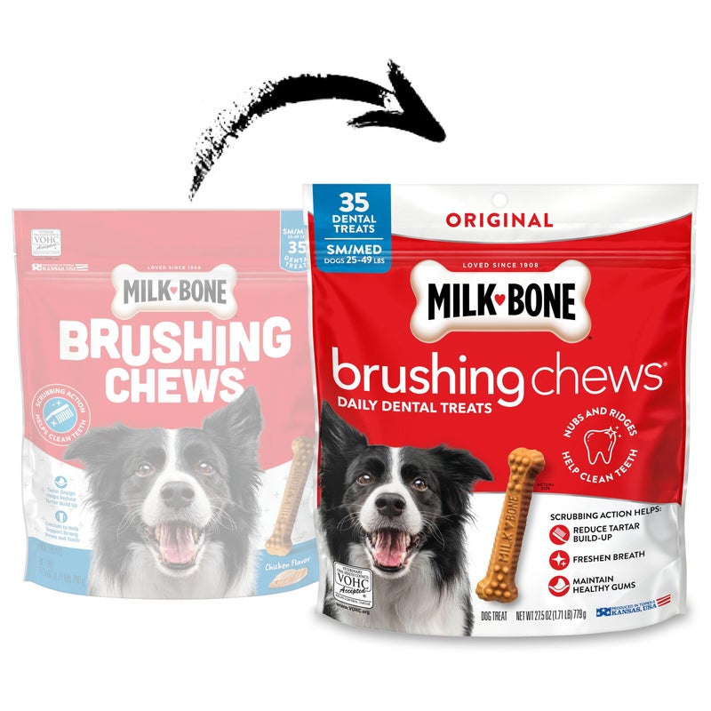 Milk-Bone Brushing Chews Original Chicken Flavor Daily Dental Dog Treats, Small/Medium, 27.5 Oz. Bag - Image 2