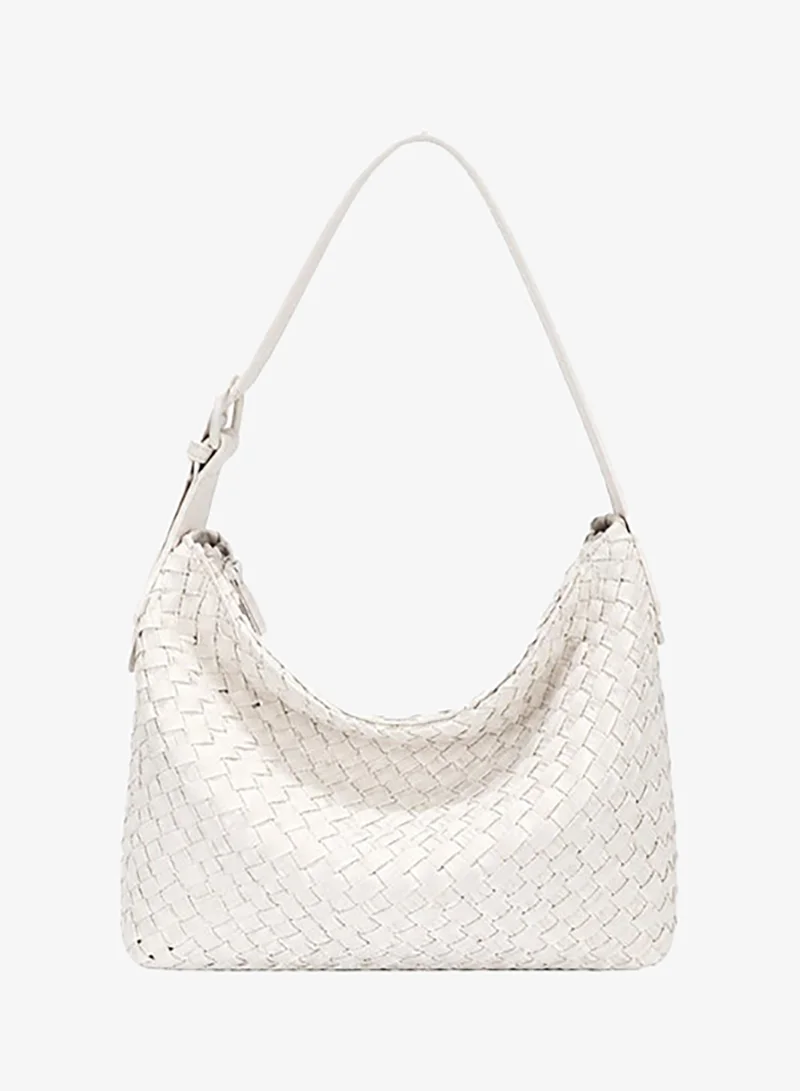 David Jones Faux Leather Hobo Bag Model CM8452 in Rennes Weave | Soft Suede-Style Hobo Handbag with Zip Fastening | Spacious Everyday Handbag for Women