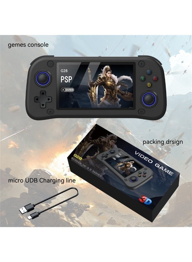 JAJEEK G28 64GB Handheld Game Console – 4.3 Inch HD IPS Screen Retro Gaming Device | Portable Pocket Video Game System with Classic Games, Rechargeable Battery & Smooth Controls – Black - Image 3