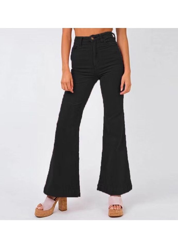 Loquat Women Fashion New Solid Color Casual Corduroy Bell Wide Leg Pants 