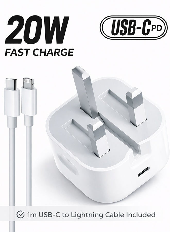 نيفوكسل NIVUXEL usb-c Fast Charger Plug Uk With 1m usb-c To Lightning Cable lightning