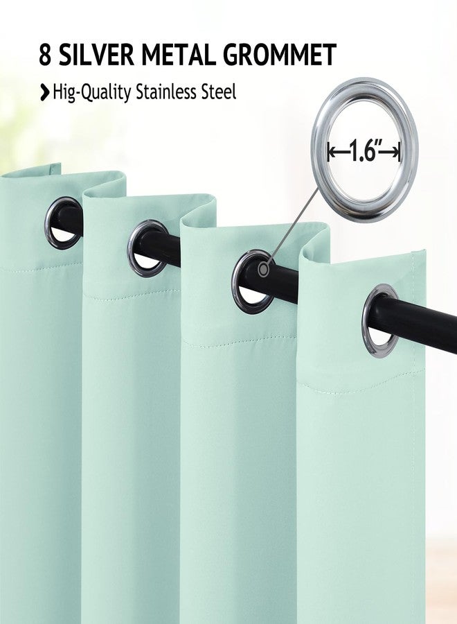 COSVIYA Grommet Blackout Room Darkening Aqua Curtains 84 inch Length 2 Panels,Thick Polyester Light Blocking Insulated Thermal Window Curtain Drapes for Bedroom/Living Room,52x84 inches - Image 2