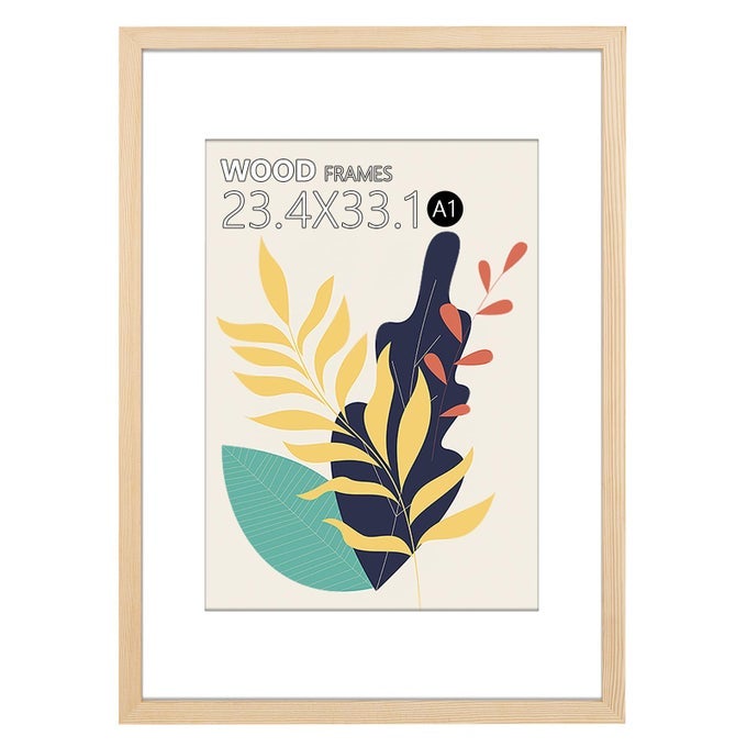 A1 POSTER FRAME234X331 NATURAL SOILD WOOD PICTURE FRAMES WITH POLISHED PLEXIGLASSEASY TO HANGDISPLAY PICTURE A1 WITHOUT MAT OR A2 WITH MAT FOR WALL MOUNTING HORIZONTALLY AND VERTICALLY NATURAL