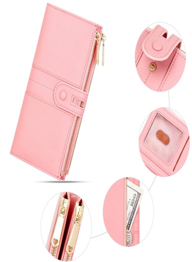YOUBDM Slim Wallets for Women PU Leather Card Holder Wallet Large Capacity Bifold Clutch Wallet with Double Zipper Pocket - Image 4