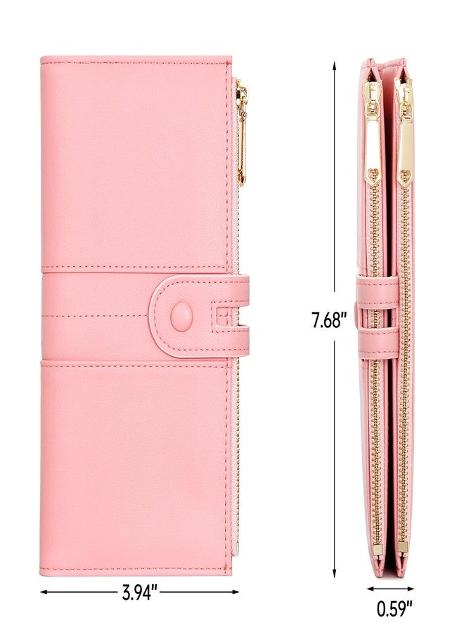 YOUBDM Slim Wallets for Women PU Leather Card Holder Wallet Large Capacity Bifold Clutch Wallet with Double Zipper Pocket - Image 3
