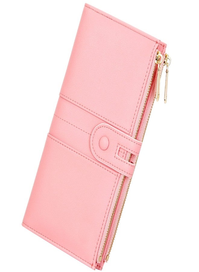 YOUBDM Slim Wallets for Women PU Leather Card Holder Wallet Large Capacity Bifold Clutch Wallet with Double Zipper Pocket - Image 1