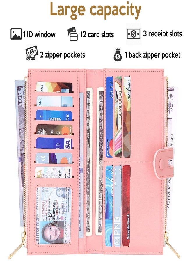 YOUBDM Slim Wallets for Women PU Leather Card Holder Wallet Large Capacity Bifold Clutch Wallet with Double Zipper Pocket - Image 2