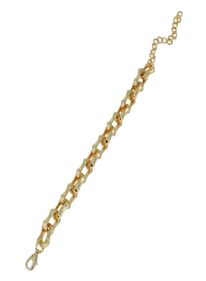 SOHI Women The Bracket-Link Chain Bracelet | California Gold Colour | One-Size | Metallic Alloy Material | Lobster Clasp Closure | Bracelet For Casual - Image 1