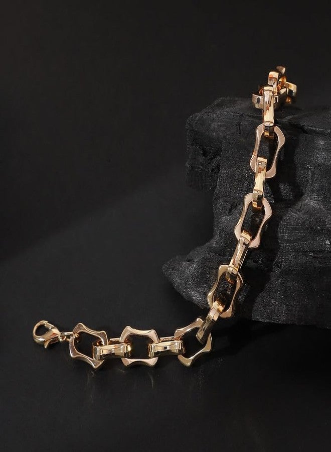 SOHI Women The Bracket-Link Chain Bracelet | California Gold Colour | One-Size | Metallic Alloy Material | Lobster Clasp Closure | Bracelet For Casual - Image 2