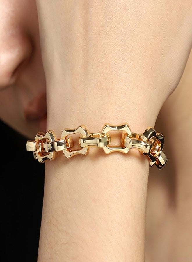 SOHI Women The Bracket-Link Chain Bracelet | California Gold Colour | One-Size | Metallic Alloy Material | Lobster Clasp Closure | Bracelet For Casual - Image 3