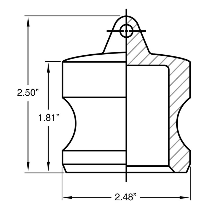 Gloxco Cam and Groove Fitting, Polypropylene, Type DP, 2" Male Camlock Dust Plug (CAM-20-DP-PP) - Image 2