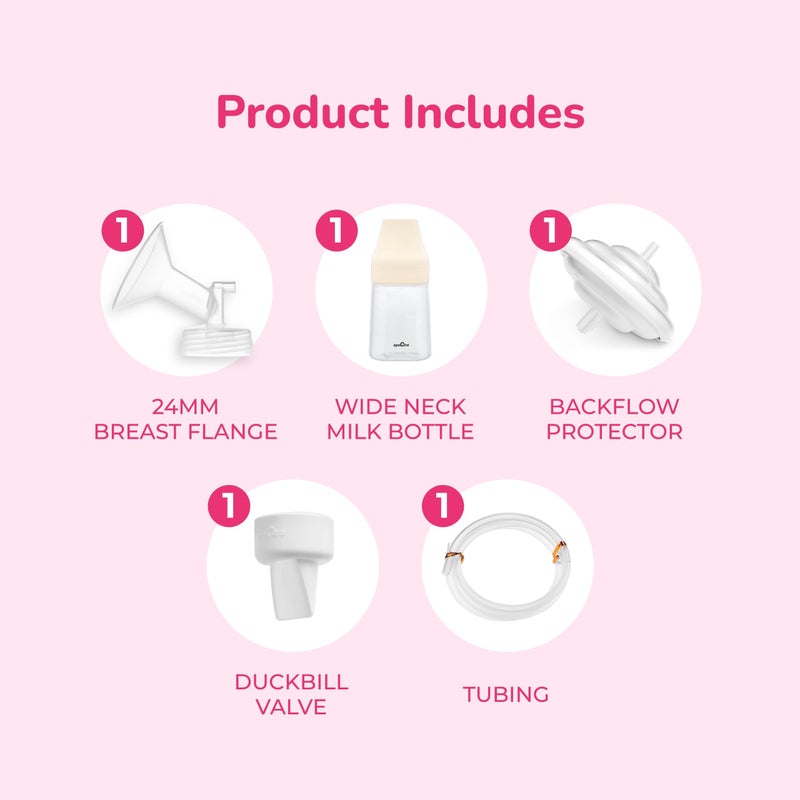 Spectra - Premium Breast Milk Pump Accessory Kit with Baby Bottles - Medium 24mm - Breast Pump Accessories - Image 2