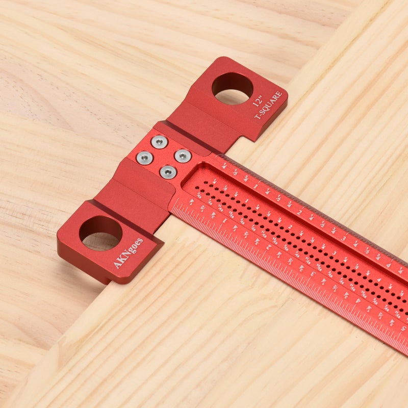 AKNgoes Woodworking Scriber T-Square Ruler 12in with Thoughtful Support Lips, Architect Ruler for Carpenter Work, Layout and Measuring Toolsâ€¦ - Image 2