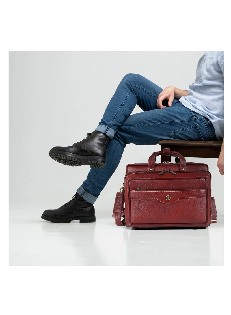Hammonds Flycatcher  Laptop Bag for Men - Fits 14/15.6/16 Inch Laptop - Brown - Office Bag, Messenger & Shoulder Bag - Executive Bag for Office Use & Travel - Expandable Leather Bag LB162, CNBP for Men | Best Price UAE