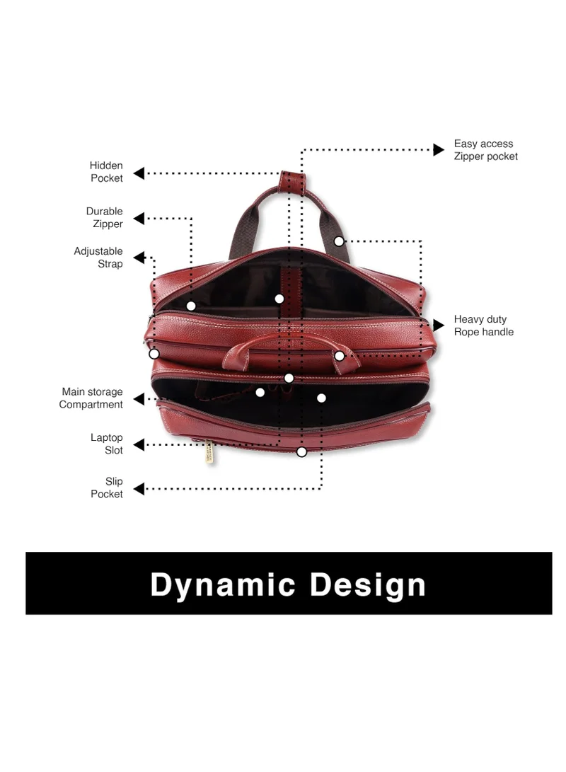Hammonds Flycatcher  Laptop Bag for Men - Fits 14/15.6/16 Inch Laptop - Brown - Office Bag, Messenger & Shoulder Bag - Executive Bag for Office Use & Travel - Expandable Leather Bag LB162, CNBP for Men | Best Price UAE