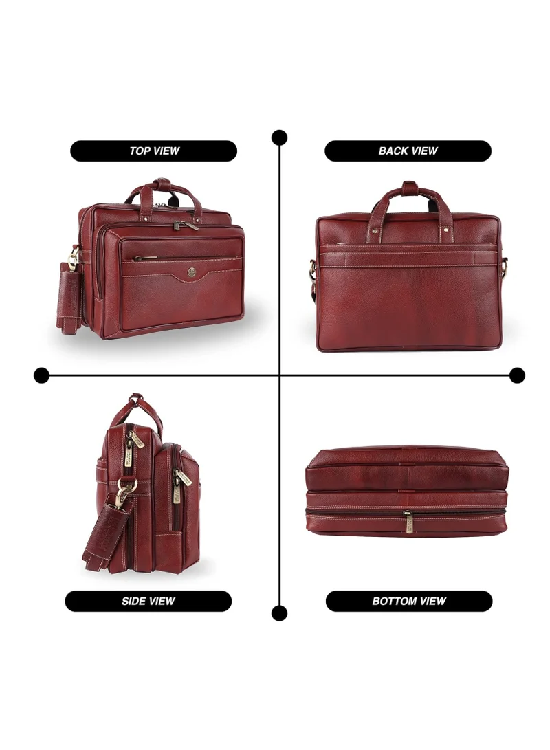 Hammonds Flycatcher  Laptop Bag for Men - Fits 14/15.6/16 Inch Laptop - Brown - Office Bag, Messenger & Shoulder Bag - Executive Bag for Office Use & Travel - Expandable Leather Bag LB162, CNBP for Men | Best Price UAE