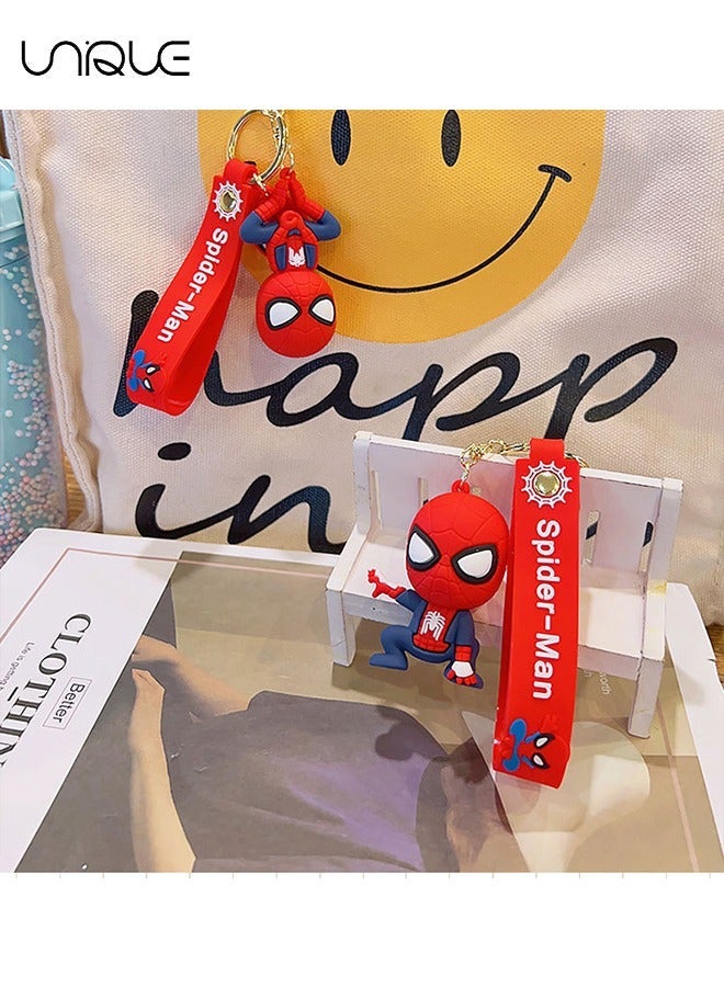 Unique Keychain - Cartoon Marvel Keychain - Keychain Gift for Boys - Cartoon Keychains Accessories - Keyring Key Purse Backpack Car Charms - Spider-Man - Red - Image 5